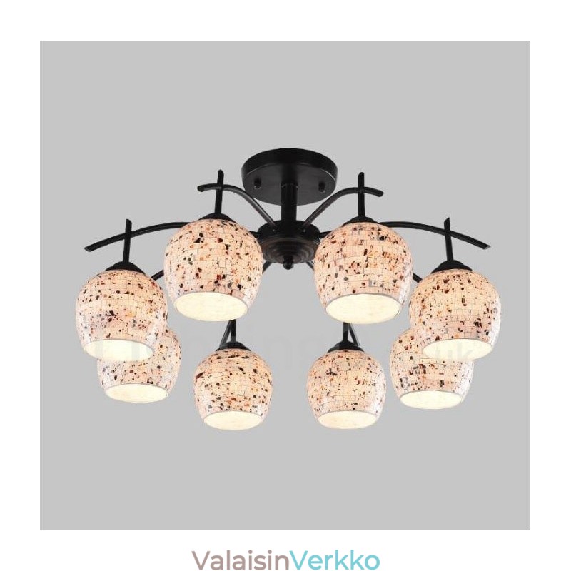 8 Kevyt välimerellinen integroitu kattokruunu lasivarjostimella