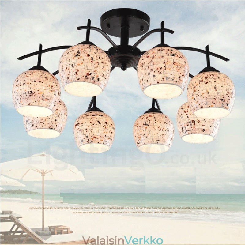 8 Kevyt välimerellinen integroitu kattokruunu lasivarjostimella