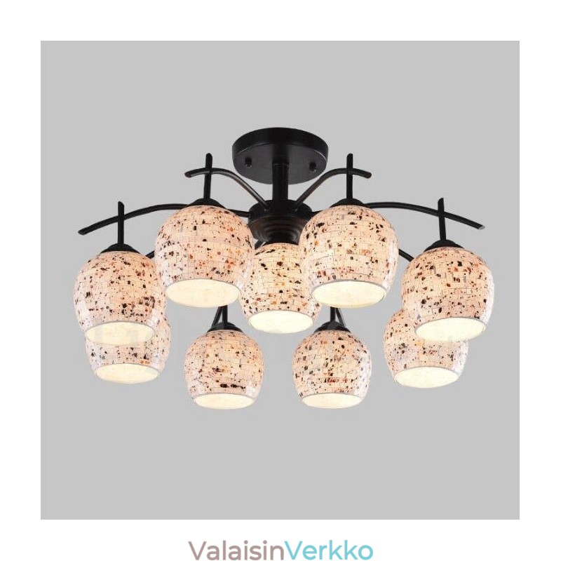 9 Kevyt välimerellinen integroitu kattokruunu lasivarjostimella
