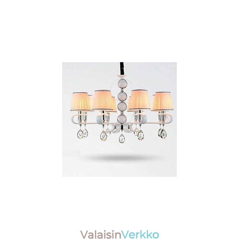Kangaskattokruunu 8 Light High Grade Lamppu Valkoinen Jade Hopeasormus