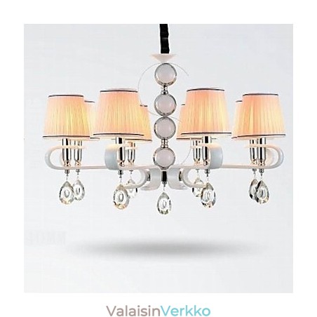 Kangaskattokruunu 8 Light High Grade Lamppu Valkoinen Jade Hopeasormus
