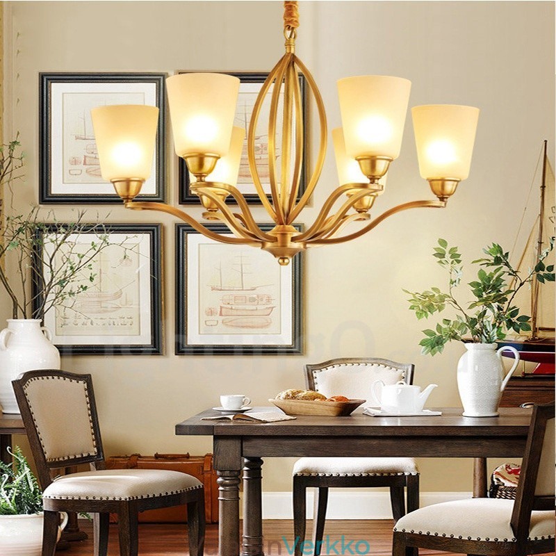 6 kevyttä rustiikkia Lodge-integroitua metallikattokruunua