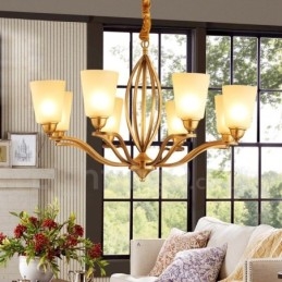 8 Light Rustic Lodge integroitu metallikattokruunu