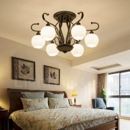 6 Light Rustic Lodge integroitu kattokruunu