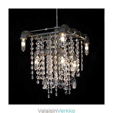 Pohjois-Amerikan tyyliin tyypillinen Crystal 9 Light kattokruunu putkisuunnittelussa Pohjois-Amerikan tyyliin tyypillinen Crystal 9 Light kattokruunu putkisuunnittelussa