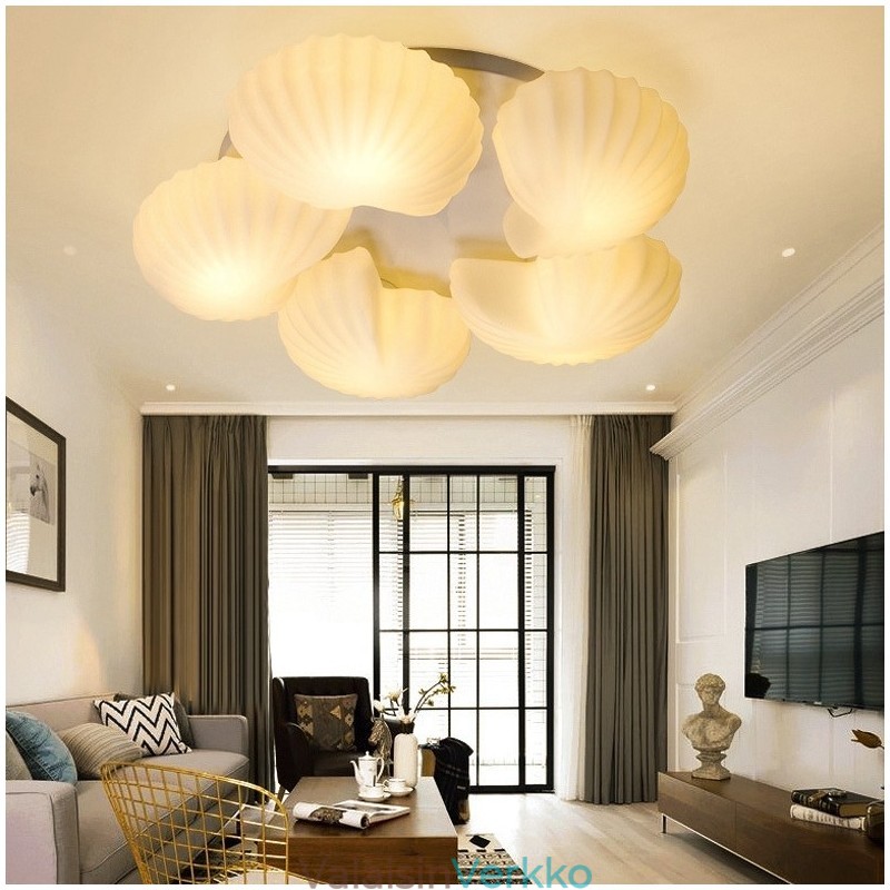 Conch 5 Light perinteinen klassinen integroitu kattokruunu lasivarjostimella