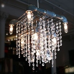 Pohjois-Amerikan tyyliin tyypillinen Crystal 9 Light kattokruunu putkisuunnittelussa