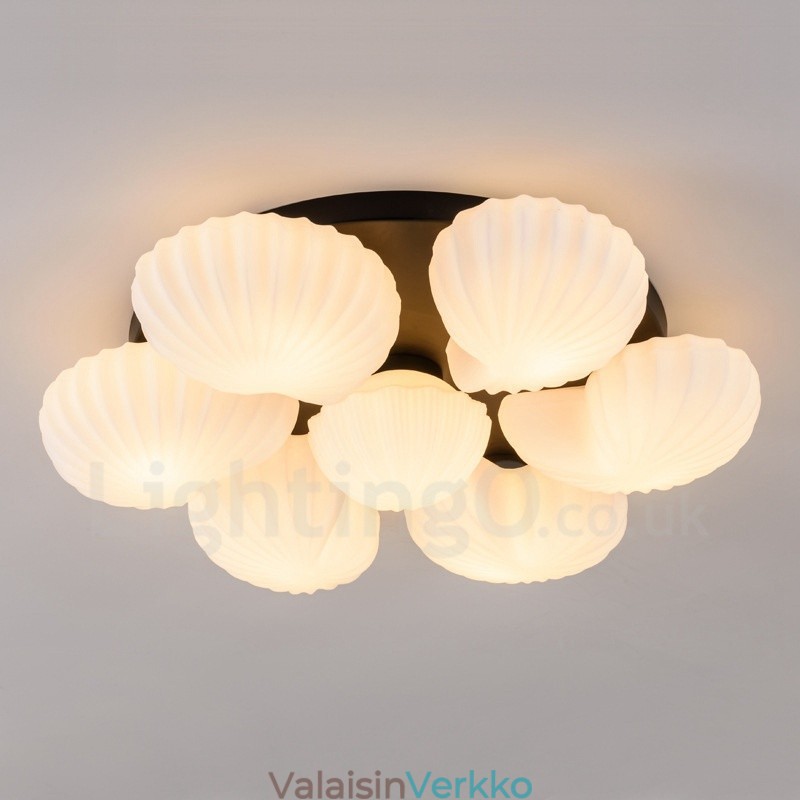 7 Kevyt perinteinen klassinen integroitu kattokruunu lasivarjostimella