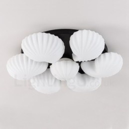 7 Kevyt perinteinen klassinen integroitu kattokruunu lasivarjostimella