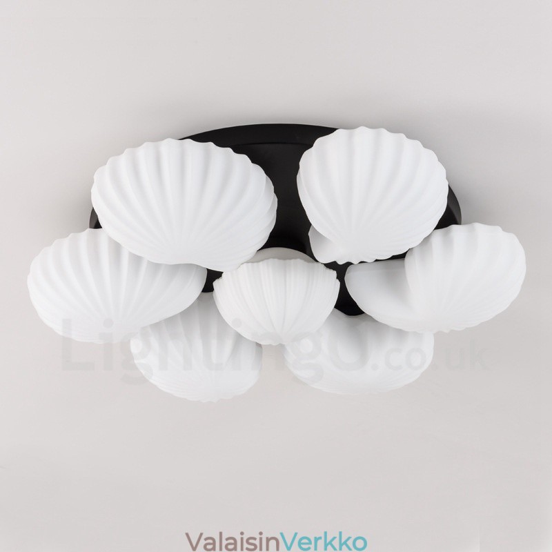 7 Kevyt perinteinen klassinen integroitu kattokruunu lasivarjostimella