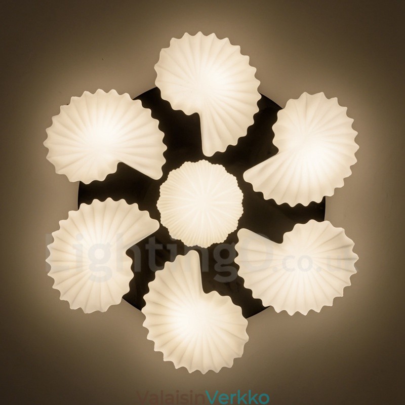 7 Kevyt perinteinen klassinen integroitu kattokruunu lasivarjostimella