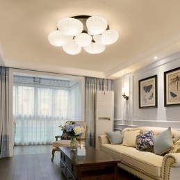 7 Kevyt perinteinen klassinen integroitu kattokruunu lasivarjostimella