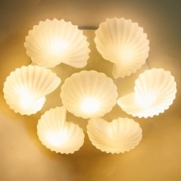 7 Kevyt perinteinen klassinen integroitu kattokruunu lasivarjostimella