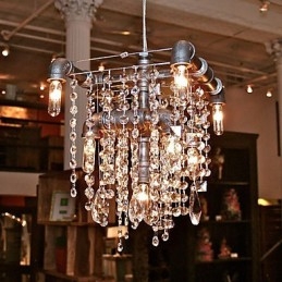 Pohjois-Amerikan tyyliin tyypillinen Crystal 9 Light kattokruunu putkisuunnittelussa