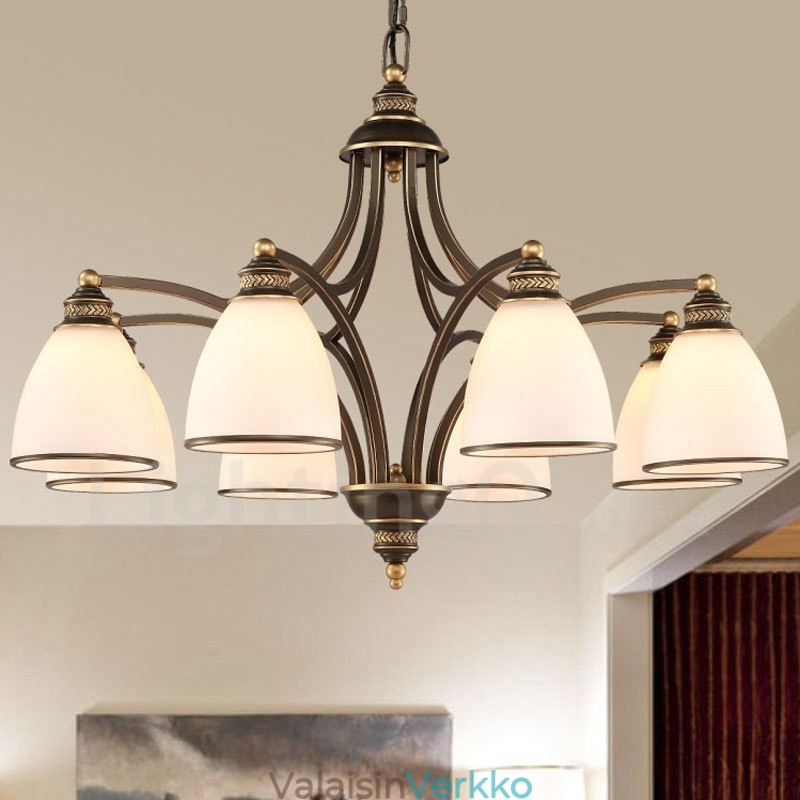 8 Light Rustic Lodge integroitu metallinen kattokruunu