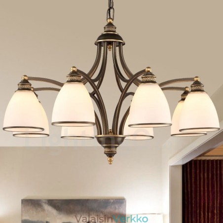 8 Light Rustic Lodge integroitu metallinen kattokruunu