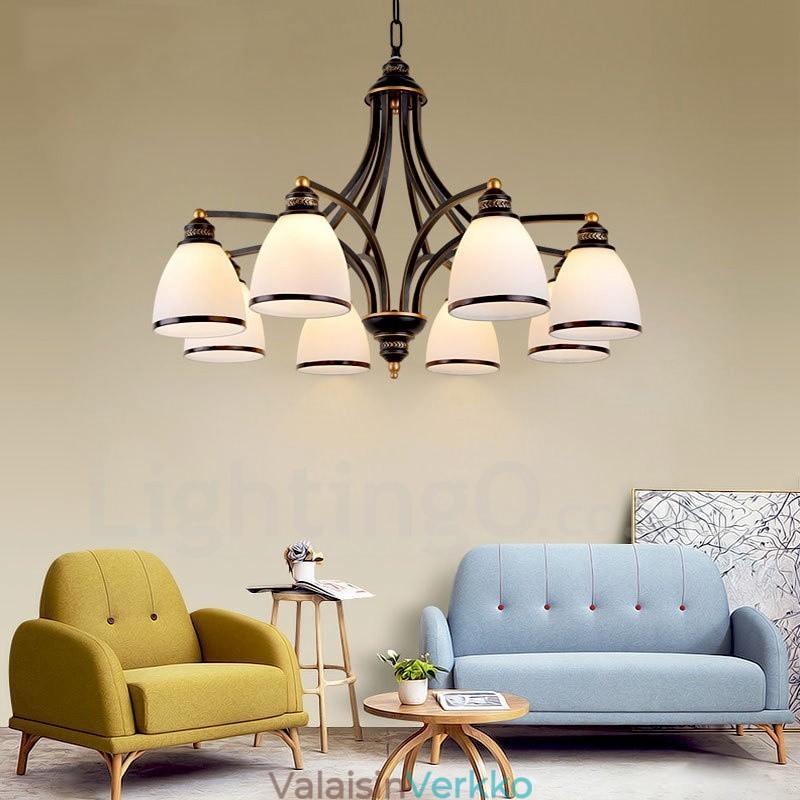 8 Light Rustic Lodge integroitu metallinen kattokruunu