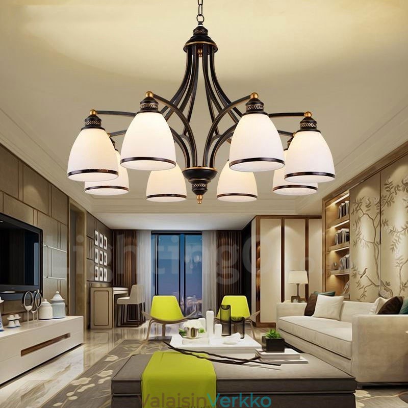 8 Light Rustic Lodge integroitu metallinen kattokruunu