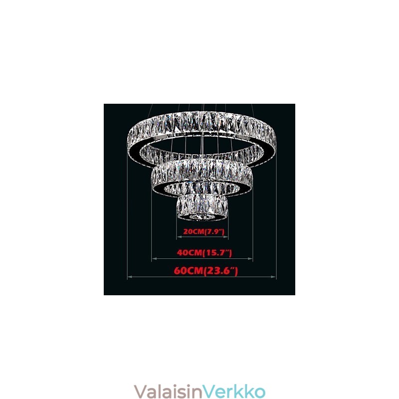 Kristalliriippuvalaisin Moderni valaistus Kolme rengasta D204060 K9 Suuret kristallikattovalaisimet