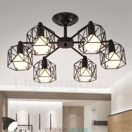 6 Light Rustic Lodge integroitu kattokruunu 6 Light Rustic Lodge integroitu kattokruunu