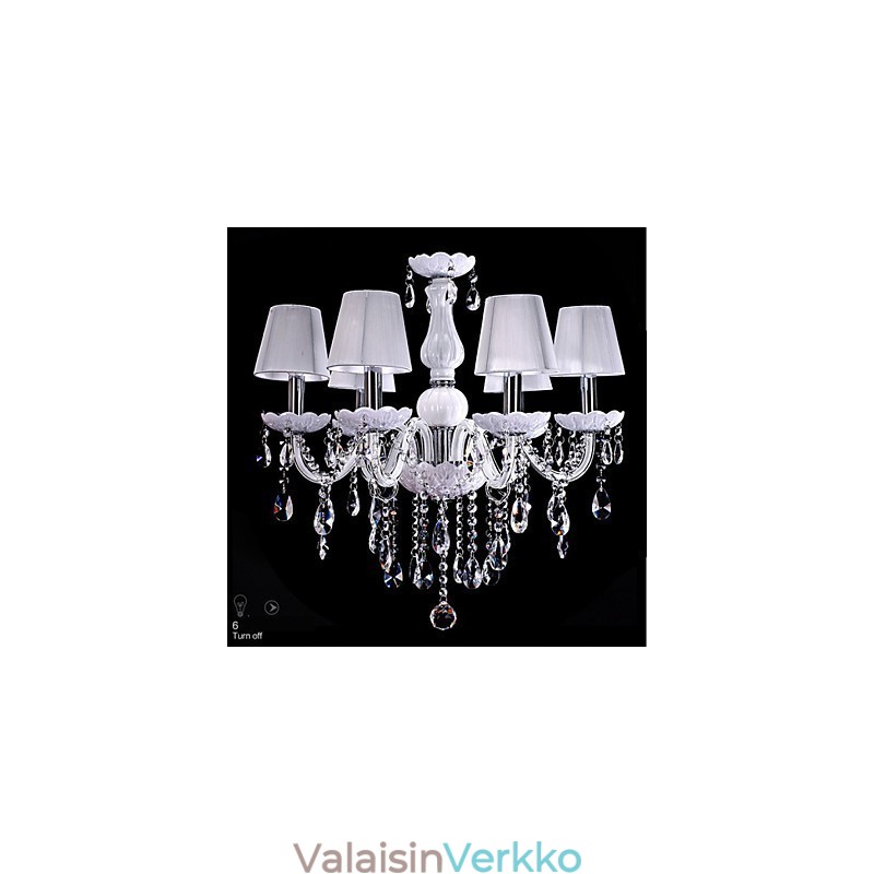 6 valoa Ylellinen kristallikruunu valkoinen väri K9 kristallikruunu