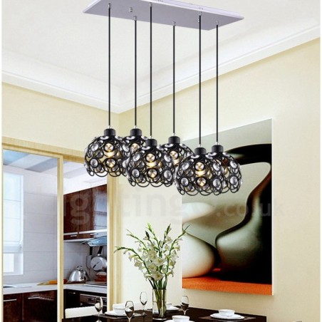 6 Light Rustic Lodge Integroitu riippuvalaisin