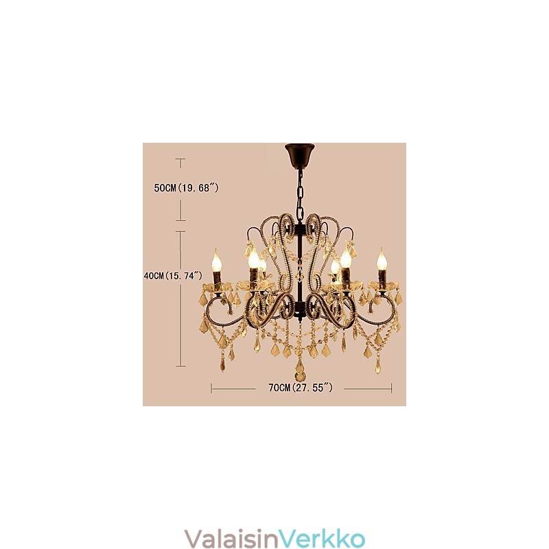6 Lights Crystal Kattokruunu Moderni Nykyaikainen Perinteinen Klassinen Rustiikki Lodge Vintage Retro