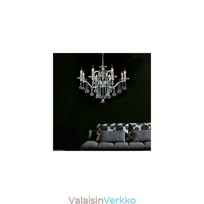 Tyylikäs kristallikruunu 8 valolla