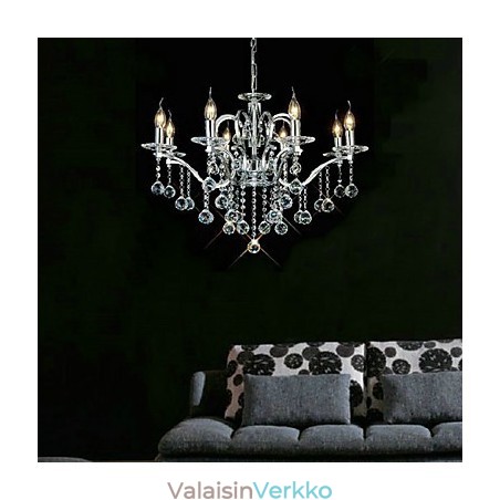 Tyylikäs kristallikruunu 8 valolla Tyylikäs kristallikruunu 8 valolla