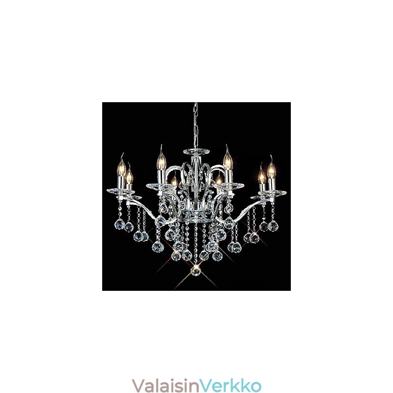 Tyylikäs kristallikruunu 8 valolla