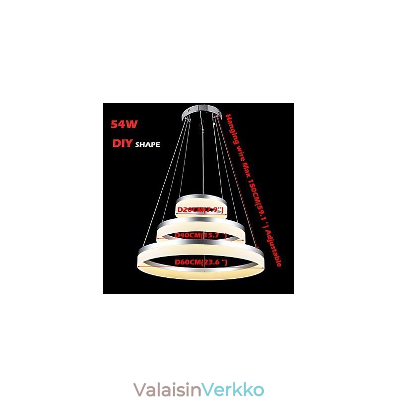Pyöreät kattokruunuvalot Valot Modernit akryylilamput Ylelliset kolme rengasta kattovalaisimet