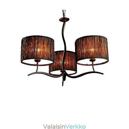 3 kevyttä perinteistä klassista kattokruunua yksinkertaisella kangasvarjostimella