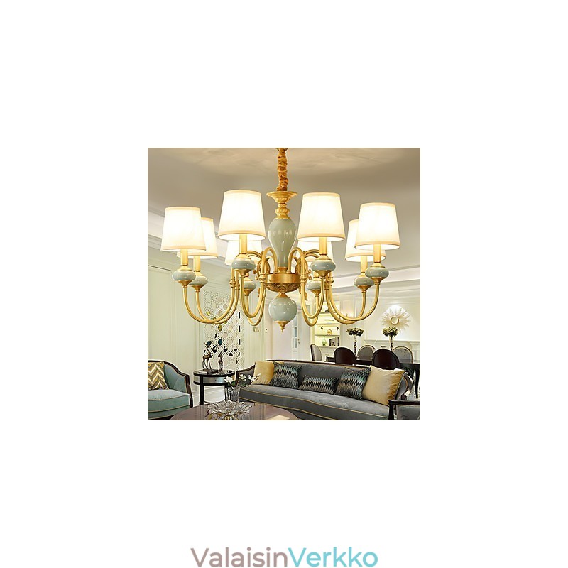 Kattokruunu Traditional Classic Country Brass -ominaisuus minityylisille metallisille 8 polttimoille