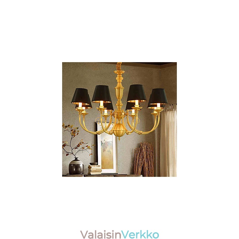 Kattokruunu Traditional Classic Country Brass -ominaisuus minityylisille metallisille 8 polttimoille