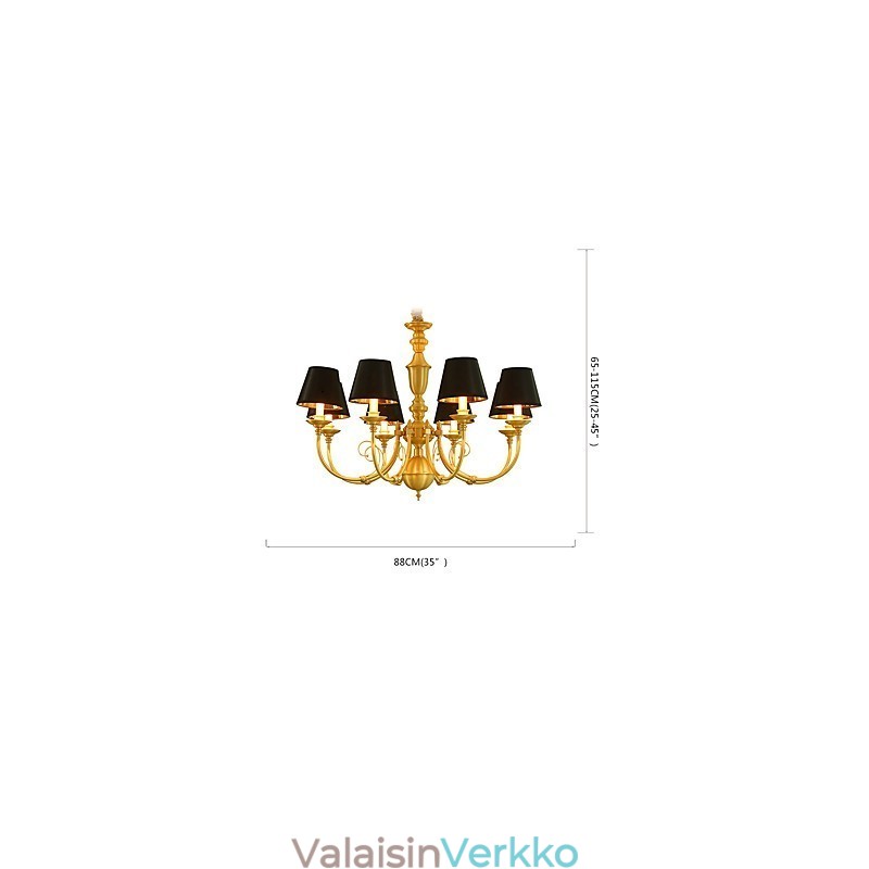 Kattokruunu Traditional Classic Country Brass -ominaisuus minityylisille metallisille 8 polttimoille