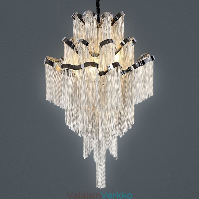 Alumiininen Stream Kattokruunu Designer Riipus valo Hopean Väri Kierreportaat Portaat