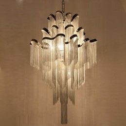 Alumiininen Stream Kattokruunu Designer Riipus valo Hopean Väri Kierreportaat Portaat