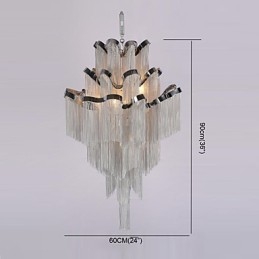 Alumiininen Stream Kattokruunu Designer Riipus valo Hopean Väri Kierreportaat Portaat