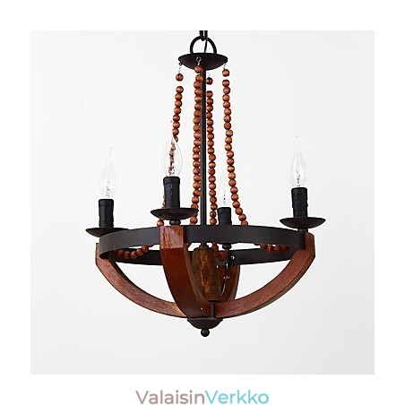 Neljä kevyttä vintage-maalausominaisuutta Mini-tyylinen puinen bambu-kattokruunulamppu koristeellinen riippuvalaisin