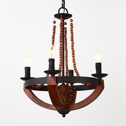 Neljä kevyttä vintage-maalausominaisuutta Mini-tyylinen puinen bambu-kattokruunulamppu koristeellinen riippuvalaisin