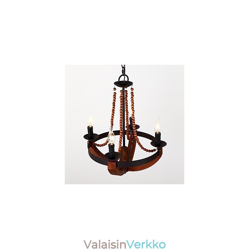 Neljä kevyttä vintage-maalausominaisuutta Mini-tyylinen puinen bambu-kattokruunulamppu koristeellinen riippuvalaisin