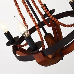 Neljä kevyttä vintage-maalausominaisuutta Mini-tyylinen puinen bambu-kattokruunulamppu koristeellinen riippuvalaisin