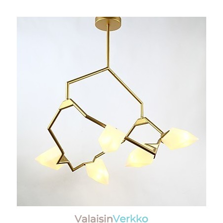 Viisi kevyttä postmodernia metallia lasilla persikka-kattokruunuvalaisin ruokala Koristele riippuvalaisin Viisi kevyttä postmodernia metallia lasilla persikka-kattokruunuvalaisin ruokala Koristele riippuvalaisin