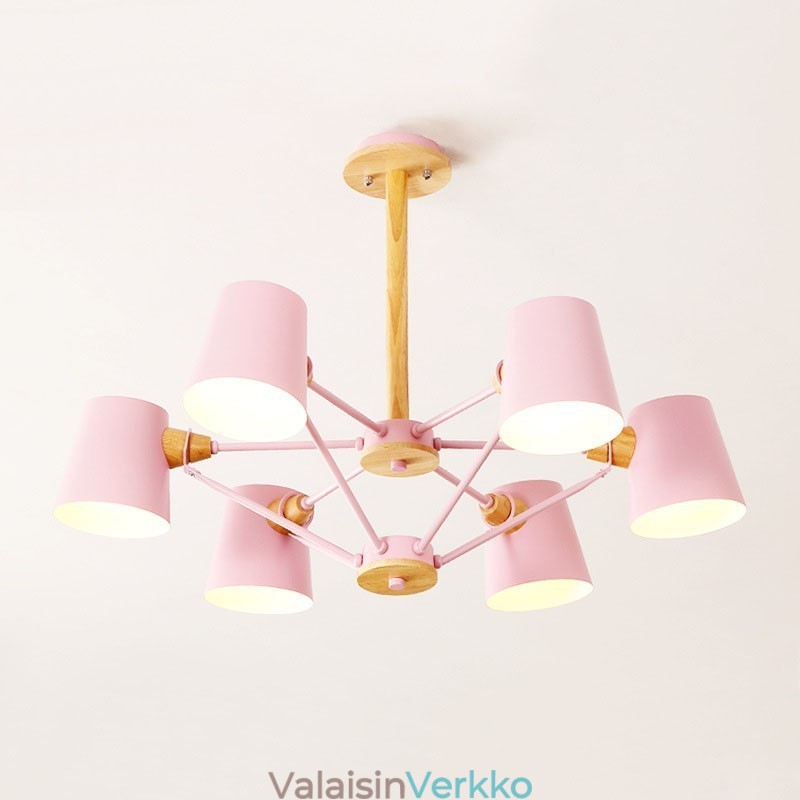 Monivärinen Macaron Wood Vintage Painting Feature Metal Kattokruunu
