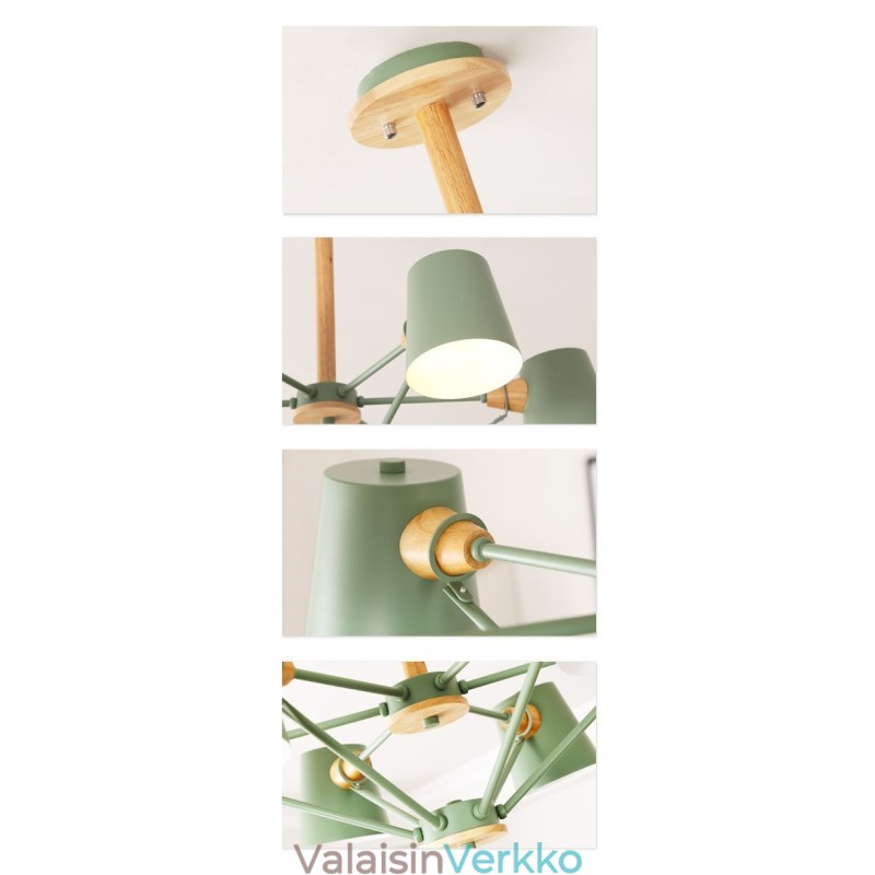 Monivärinen Macaron Wood Vintage Painting Feature Metal Kattokruunu