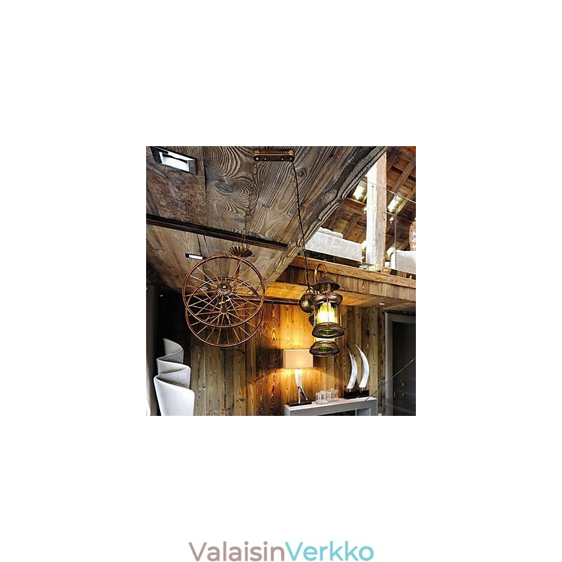 Rustic Lodge Vintage Retro Country Globe -maalausominaisuus minityylisuunnittelijoille Metallikruunu