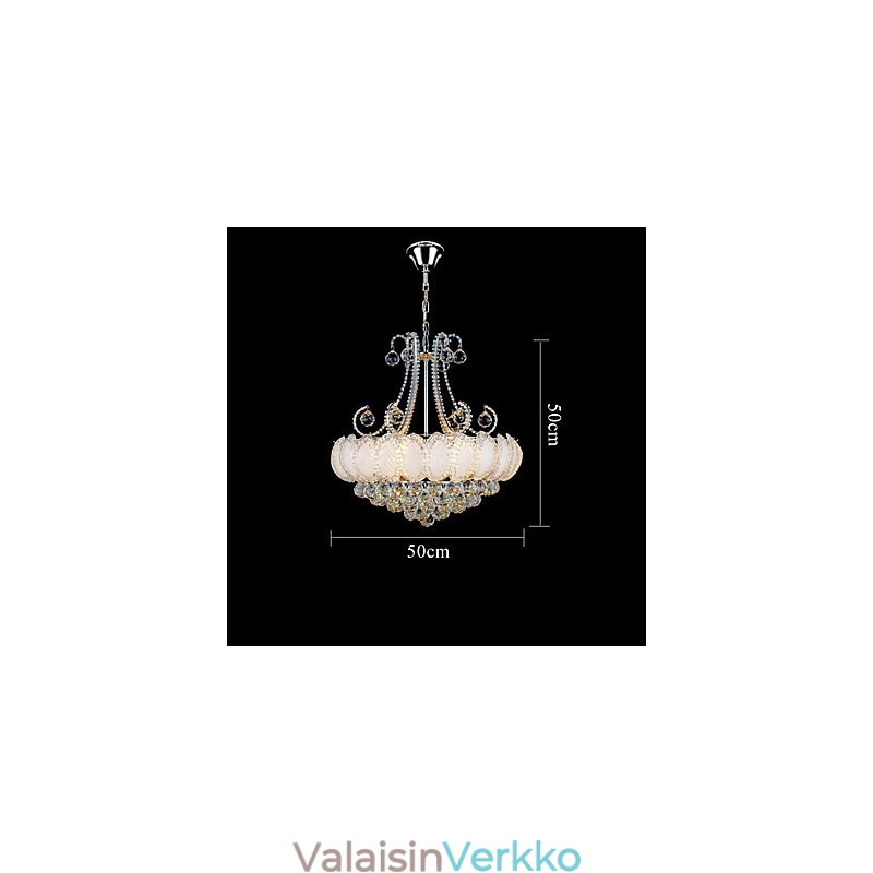 Moderni ylellinen kattokruunu, kristalliriippuvalaisin halkaisija 50 cm, sisältää 8 polttimoa