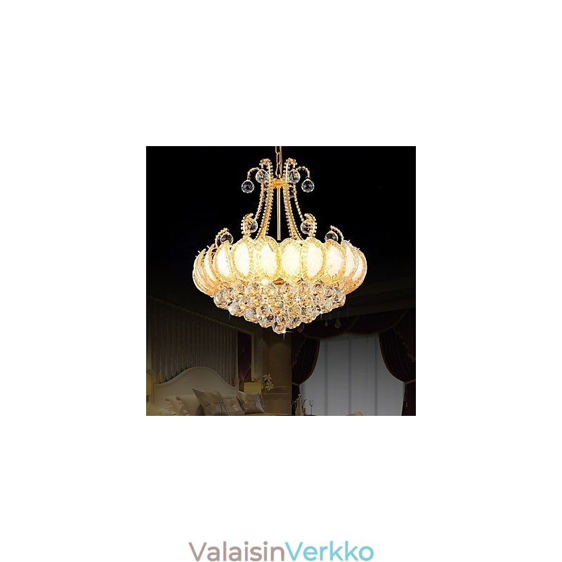 Moderni ylellinen kattokruunu, kristalliriippuvalaisin halkaisija 50 cm, sisältää 8 polttimoa