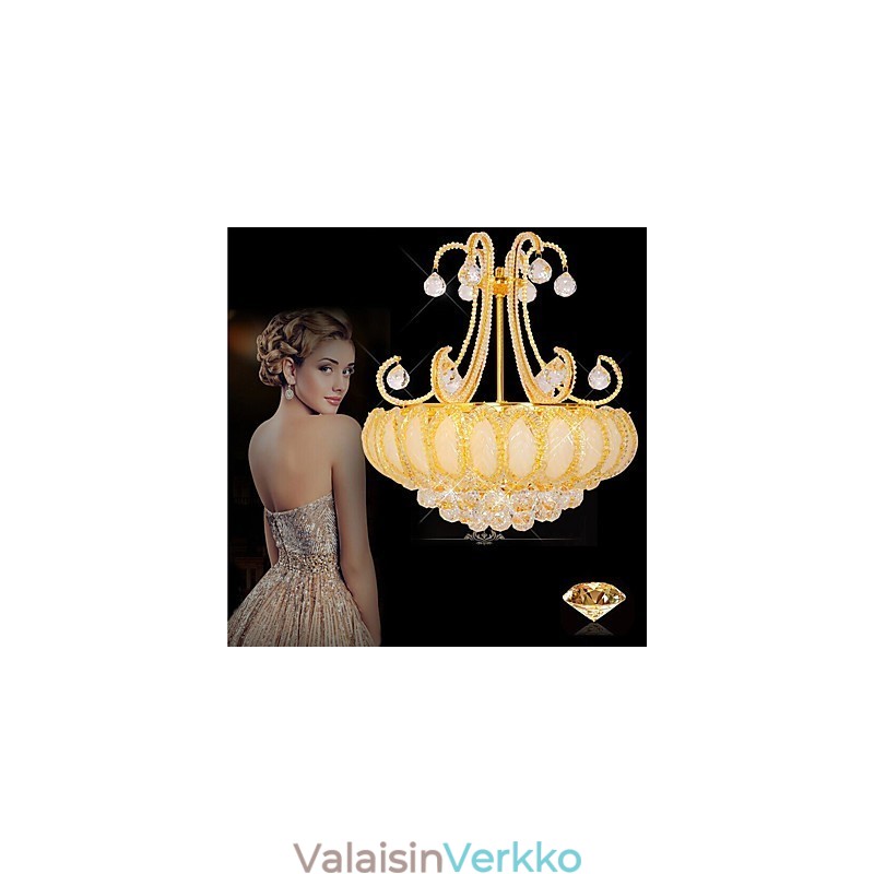Moderni ylellinen kattokruunu, kristalliriippuvalaisin halkaisija 50 cm, sisältää 8 polttimoa