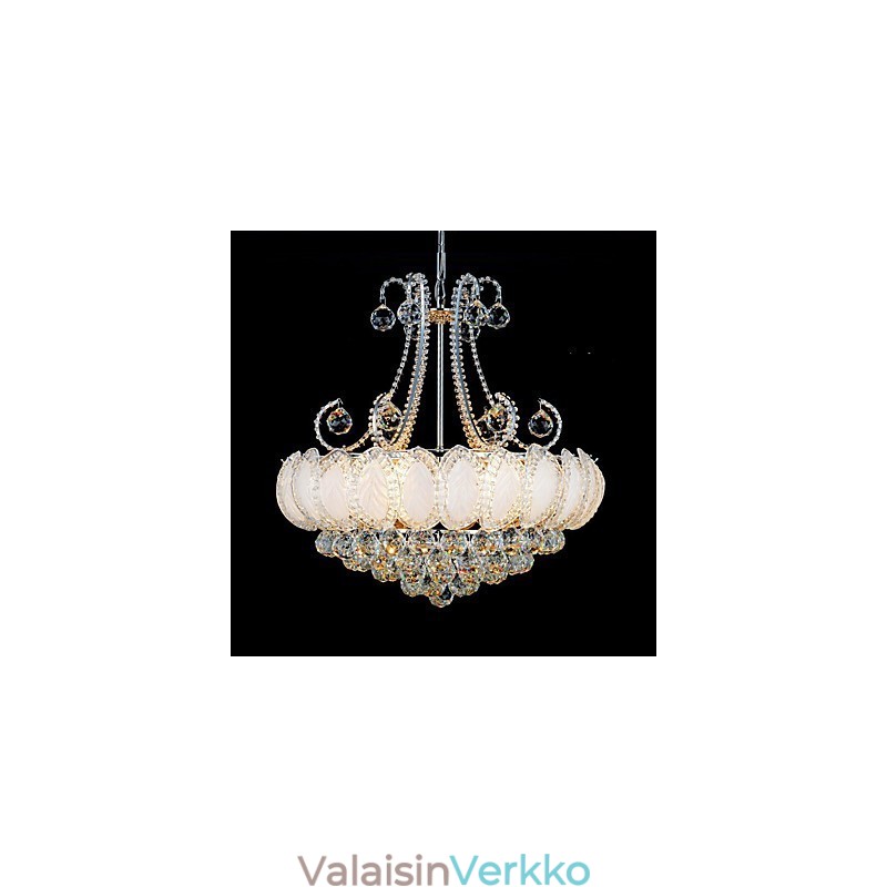 Moderni ylellinen kattokruunu, kristalliriippuvalaisin halkaisija 50 cm, sisältää 8 polttimoa